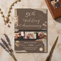 Warme braune Scrapbook-Foto 50. Hochzeitstag