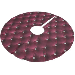 Warme Burgundy Red Imitats Velvet Polyester Weihnachtsbaumdecke