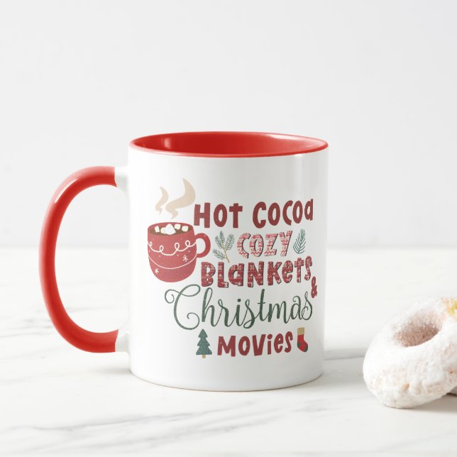 Warme Cocoa Gemütliche Blankets und Weihnachtsmoti Tasse (Mit Donut)