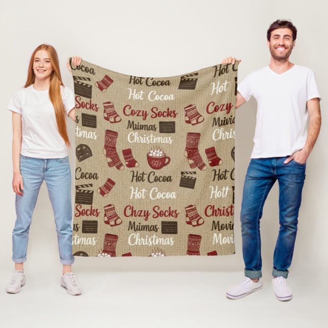 Warme Cocoa Gemütliche Socken & Weihnachtsfilme Wa Fleecedecke (Beispiel)