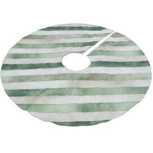 Warme Creme Grün Streifen Weihnachten   Polyester Weihnachtsbaumdecke