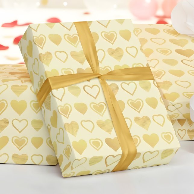 Warme Creme Minimal Herzen Valentinstag Geschenk Geschenkpapier (Von Creator hochgeladen)