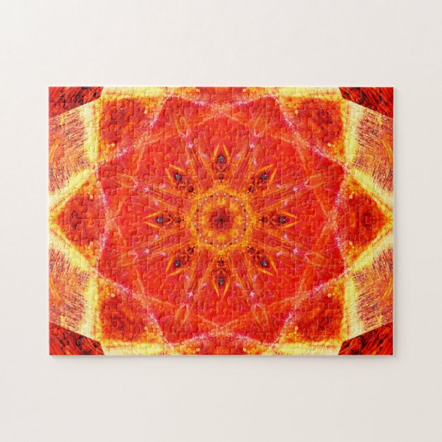 Warme der Farbe| entspannende Mandala Stern-Form-| Puzzle (Horizontal)