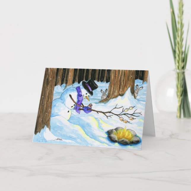 Wärme der Wünsche Snowman Smores Karte (Vorderseite)