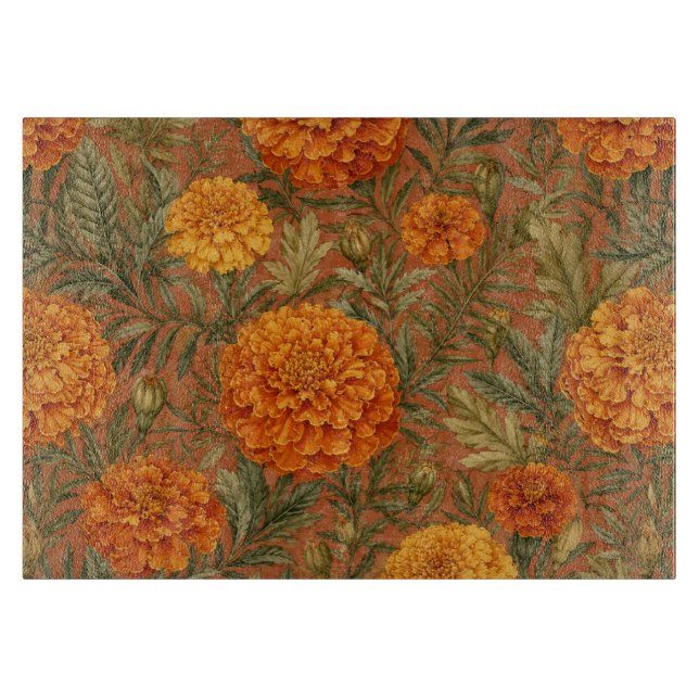 Warme erdige Ringelblumen-Blumenkunst Schneidebrett (Vorderseite)