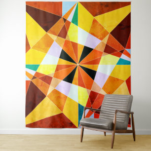 Warme Farben kühlen eckigen geometrischen Formen Wandteppich