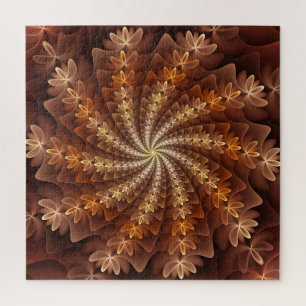 Warme Farben, modernes abstraktes Fraktal-Kunstmus Puzzle