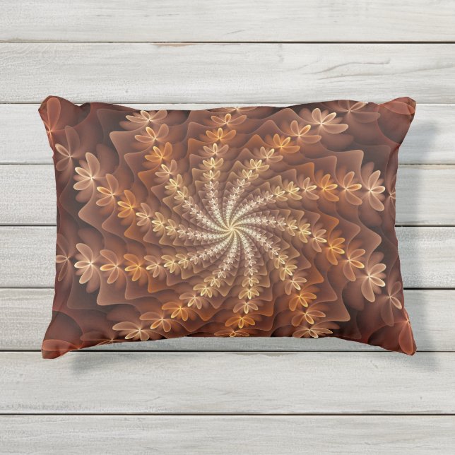 Warme Farben, trendige moderne Fraktal Art Muster Kissen Für Draußen (Vorderseite)