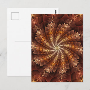 Warme Farben, trendige moderne Fraktal Art Muster Postkarte