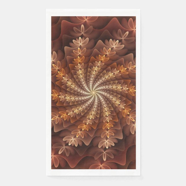 Warme Farben, trendige moderne Fraktal Art Muster Serviette (Vorderseite)