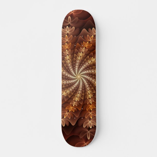 Warme Farben, trendige moderne Fraktal Art Muster Skateboard (Vorne)