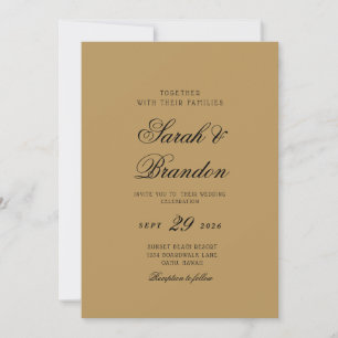 Warme Festfarbige Minimalistische Schrift Hochzeit Einladung