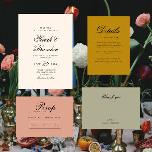 Warme Festfarbige Minimalistische Schrift Hochzeit Einladung