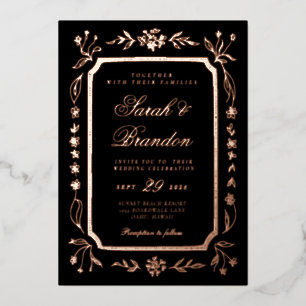 Warme Festfarbige Minimalistische Schrift Hochzeit Folieneinladung