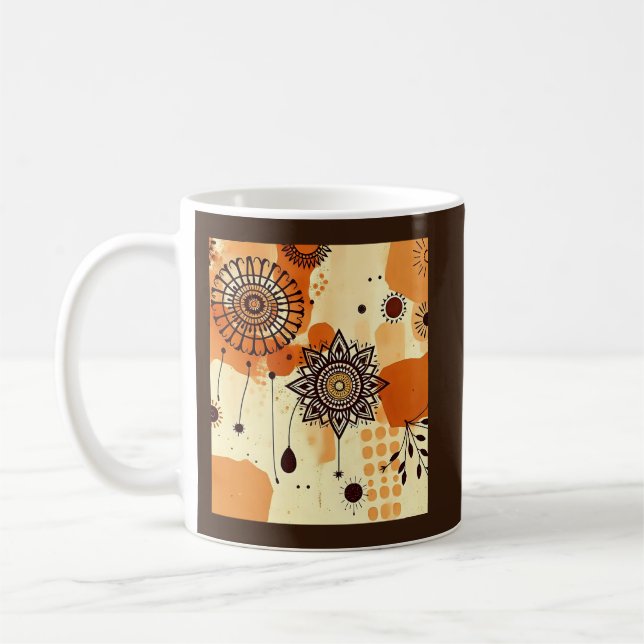 Warme Floral Mandala Rustikaler Herbst Boho Kaffeetasse (Links)