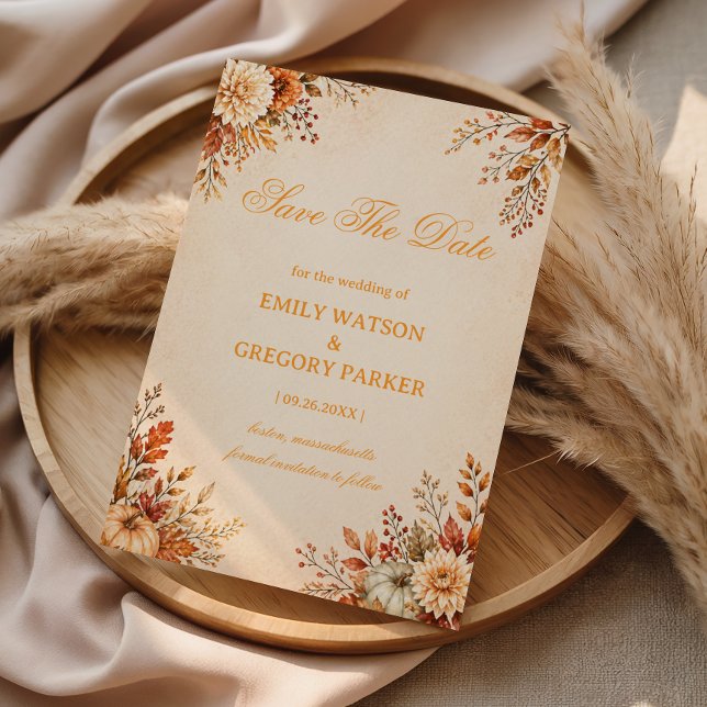Warme Florale Eleganz der Ernte Save The Date (Von Creator hochgeladen)