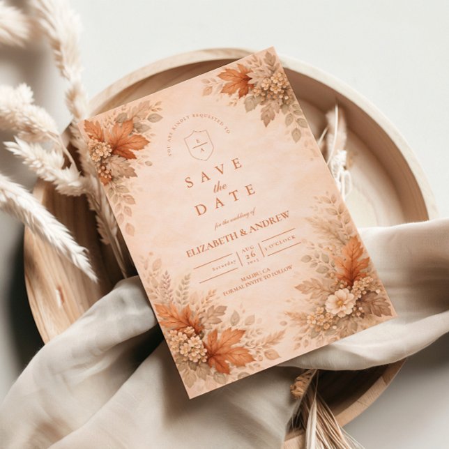 Warme Florale Herbsthochzeit Save The Date (Von Creator hochgeladen)