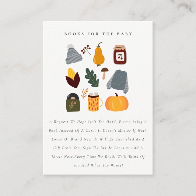 Warme gemütliche Herbstbücher für Babydusche Begleitkarte (Vorderseite)