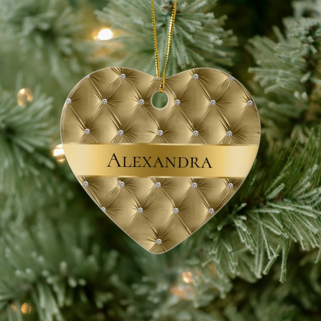 Warme Gold Luxus Imitats Samt Weihnachten Keramik Ornament (Baum)