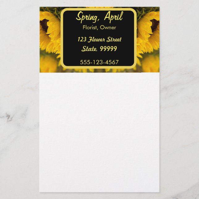 Warme goldene Sonnenblume Custom Briefpapier (Vorderseite)
