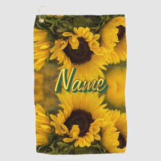 Warme goldene Sonnenblumen Eigener Text Golfhandtuch