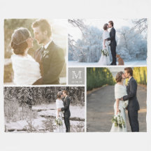 Warme graue moderne Foto-Collagen-Hochzeit des