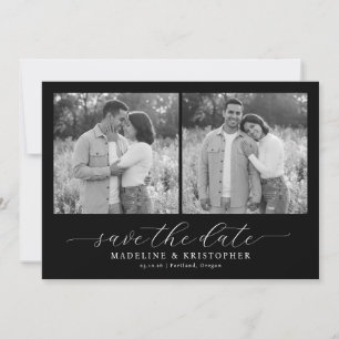 Warme Graustufen-Romantik-Fotocollage Save The Date