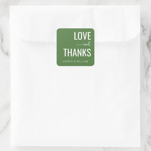 Warme Grüne Liebe Danke Quadratischer Aufkleber (Tasche)