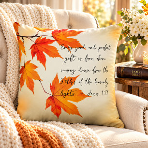 Warme Herbst-Ahornblätter & Schriftglaube Herbst Kissen