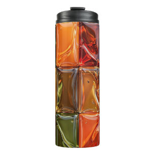 Warme Herbst-Glas-Mosaikfliese - Glänzendes Bernst Thermosbecher
