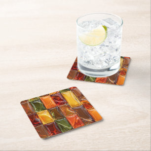 Warme Herbst-Glas-Mosaikfliesen - Glänzendes Berns Rechteckiger Pappuntersetzer