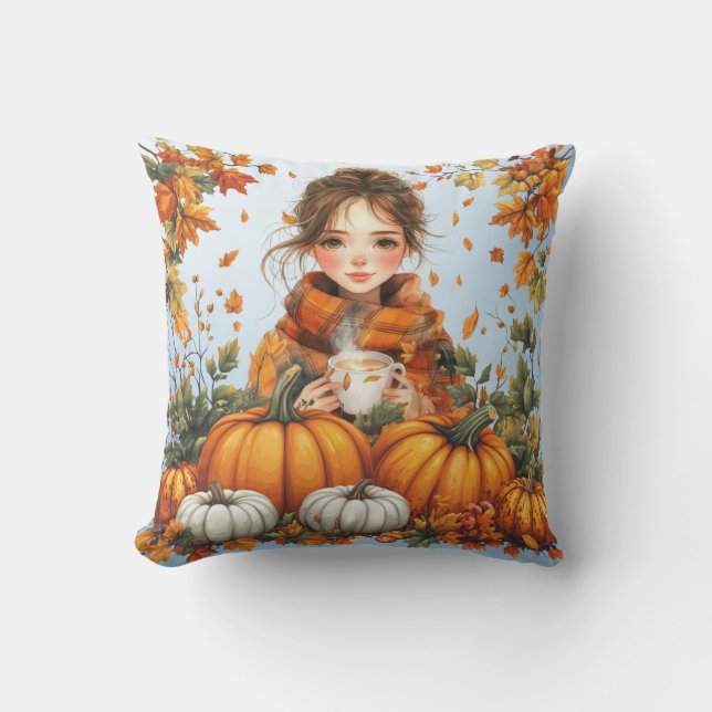 Warme Herbst-Wurfkissen mit Thema Kissen (Vorderseite)