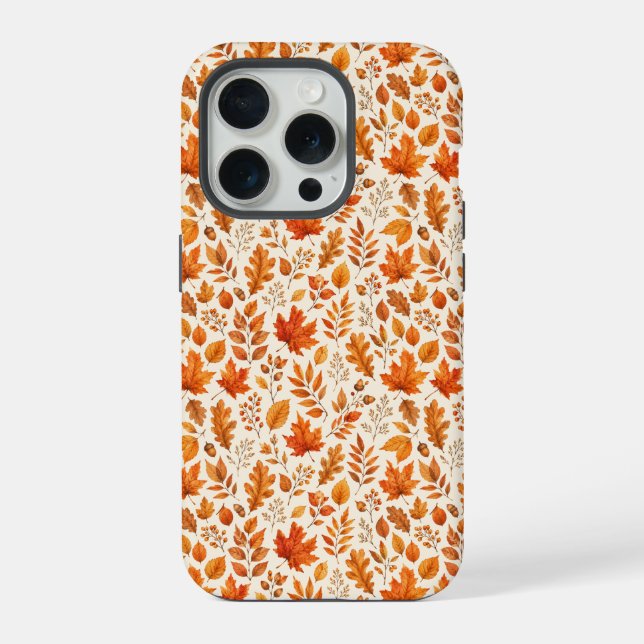 Warme Herbstblätter Nahtloses Muster iPhone Hülle (Rückseite)
