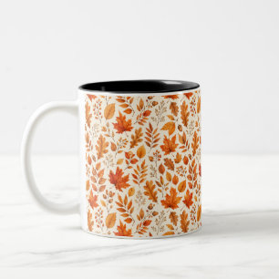 Warme Herbstblätter Nahtloses Muster Zweifarbige Tasse