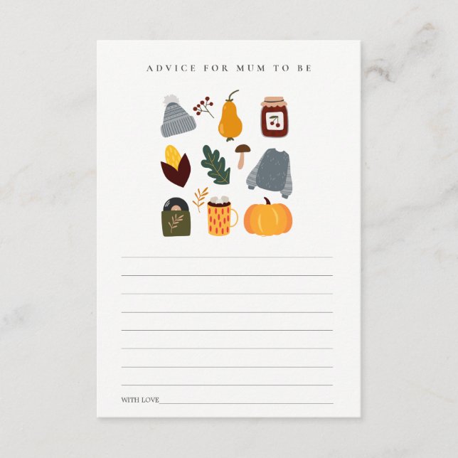 Warme Herbstempfehlung für Mama Baby Dusche Begleitkarte (Vorderseite)