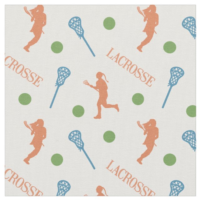Warme Herbstfarben Lacrosse Player-Muster bei Frau Stoff (Nahaufnahme)