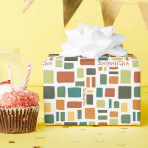 Warme Herbstfarben Wonky Squares & Rectangle Geschenkpapier