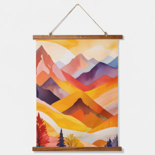 Warme Herbstgebirge Wandteppich Mit Holzrahmen