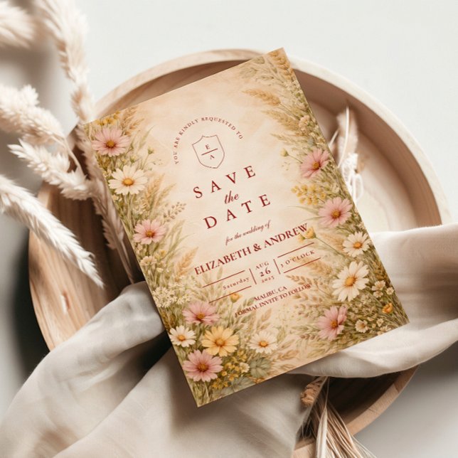 Warme herbstliche Blumenhochzeit Save The Date (Von Creator hochgeladen)