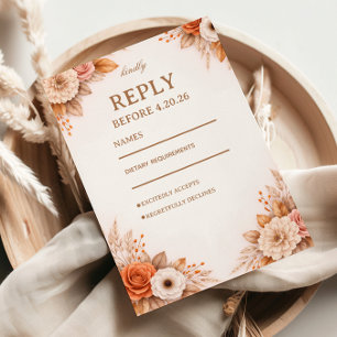 Warme herbstliche Blumenreaktion RSVP Karte