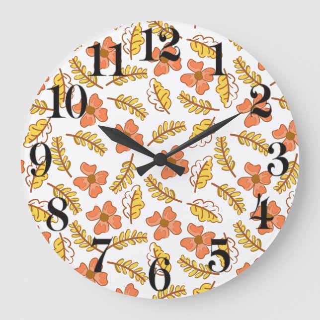 Warme Herbstuntergänge mit Blume Große Wanduhr (Vorderseite)