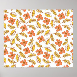 Warme Herbstuntergänge mit Blume Poster