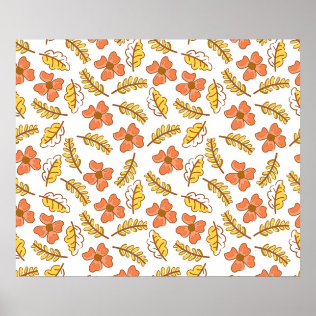 Warme Herbstuntergänge mit Blume Poster (Vorne)