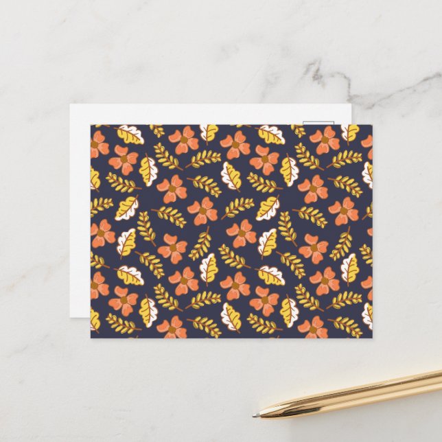 Warme Herbstuntergänge mit Blume Postkarte (Vorderseite/Rückseite Beispiel)