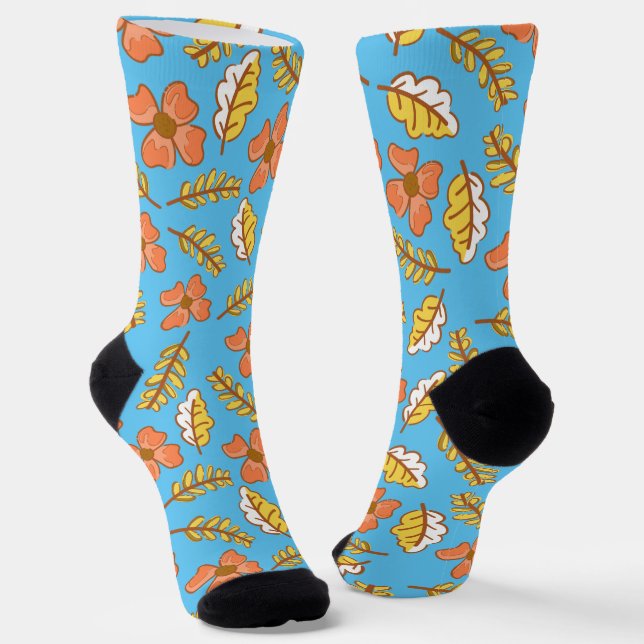 Warme Herbstuntergänge mit Blume Socken (Gewinkelt)