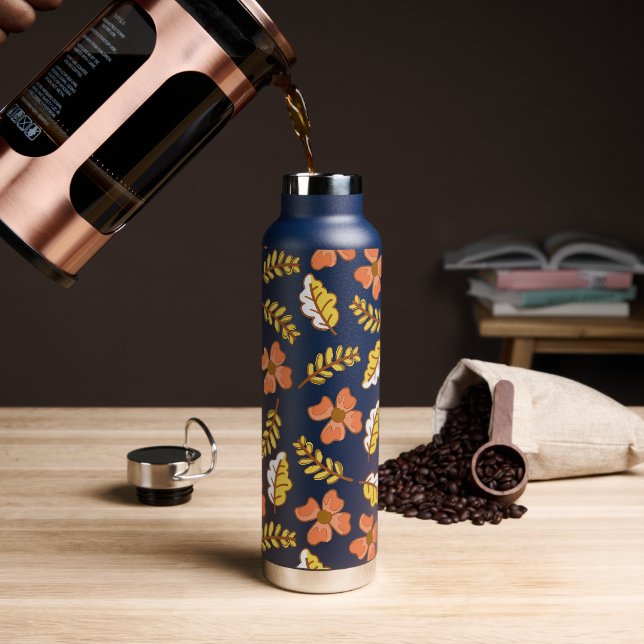 Warme Herbstuntergänge mit Blume Trinkflasche (Kaffee)
