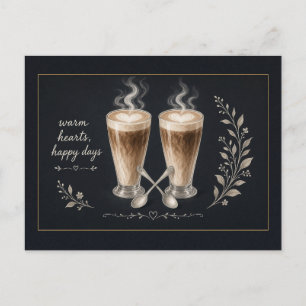 Warme Herzen Glückliche Tage Zwei Lattes Postkarte