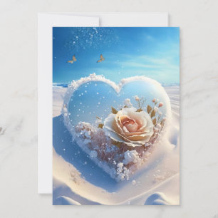 Wärme im Winter: Schneeflorale Hochzeit Einladung