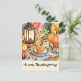 Warme Jahreszeit der Dankbarkeit Fest Wasserfarben Postkarte