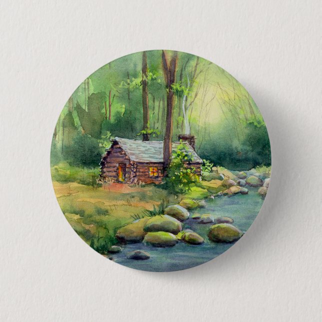 WARME KABINE im HOLZ durch SHARON SHARPE Button (Vorderseite)